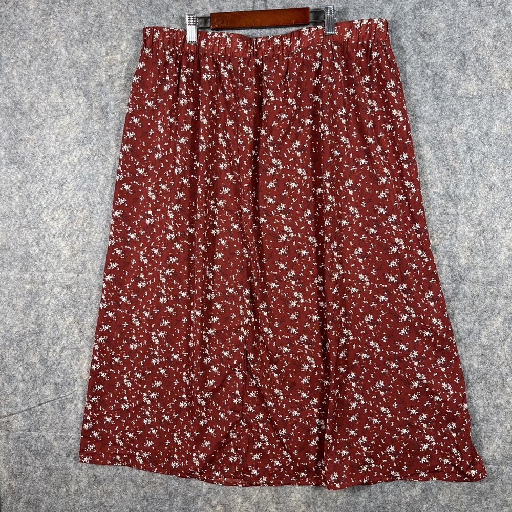 Shein Curve 2XL Red Wide Leg Pants Floral Cross Over Style Drawstring Open Sides